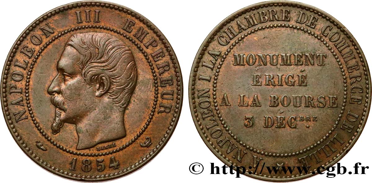 Module de dix centimes, Visite à la chambre de commerce de Lille 1854 Lille VG.3403  TTB+ 