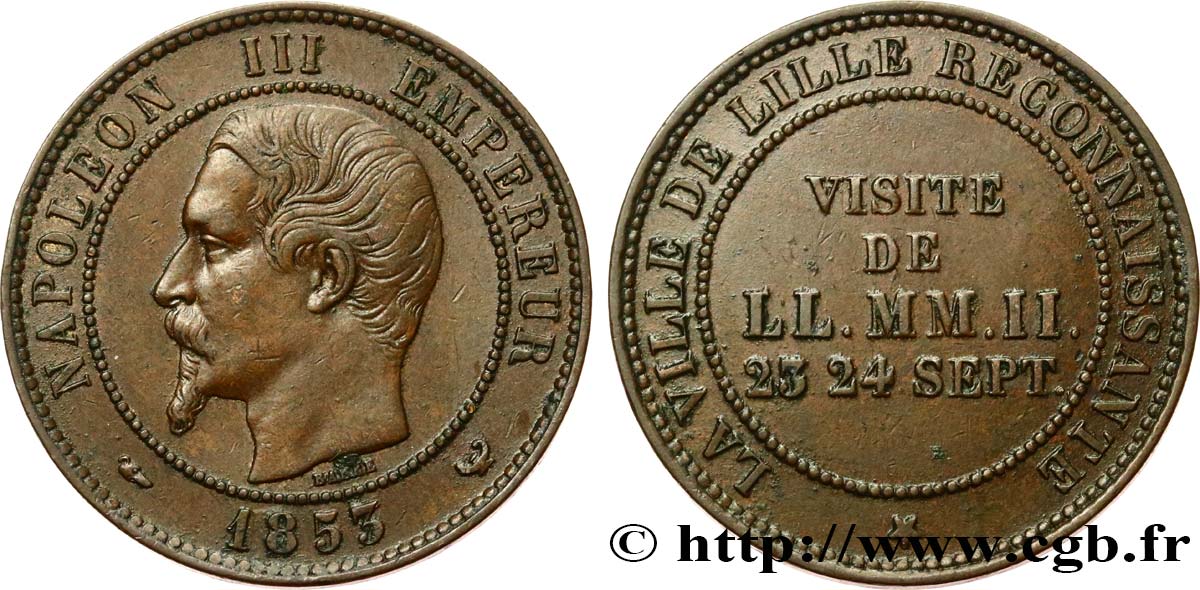 Module de dix centimes, Visite impériale à Lille les 23 et 24 septembre 1853 1853 Lille VG.3365  AU 