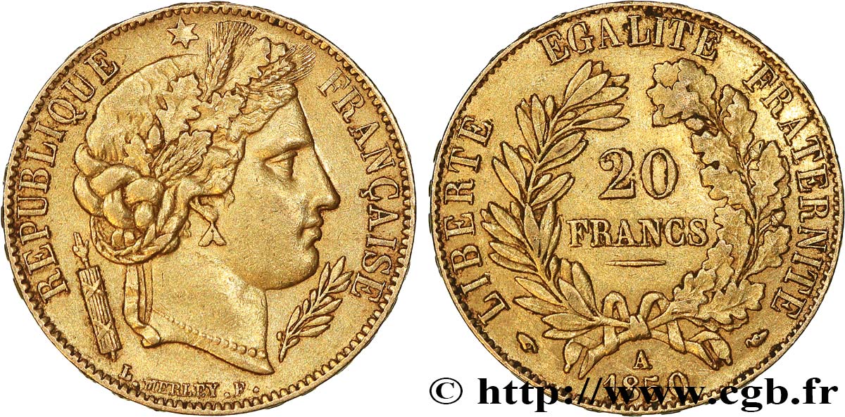 20 francs or Cérès 1850 Paris F.529/3 MBC 
