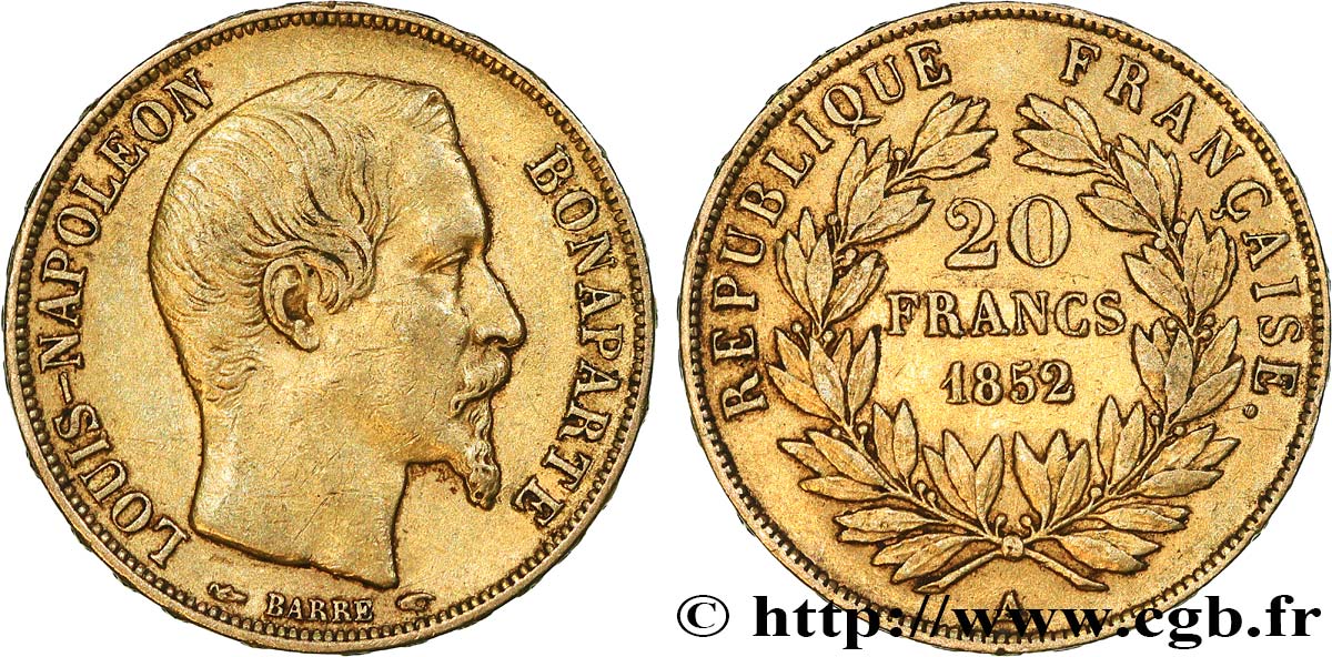 20 francs or Louis-Napoléon 1852 Paris F.530/1 SS 