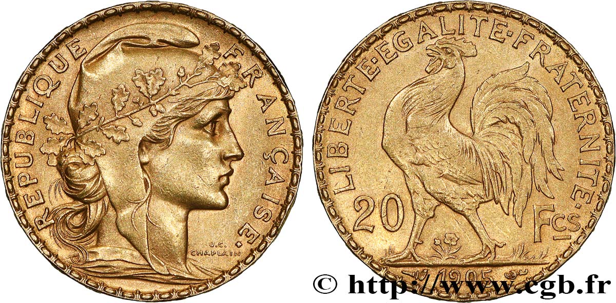 20 francs or Coq, Dieu protège la France 1905 Paris F.534/10 VZ 