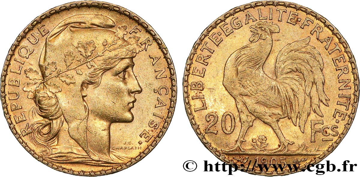 20 francs or Coq, Dieu protège la France 1905 Paris F.534/10 TTB+ 