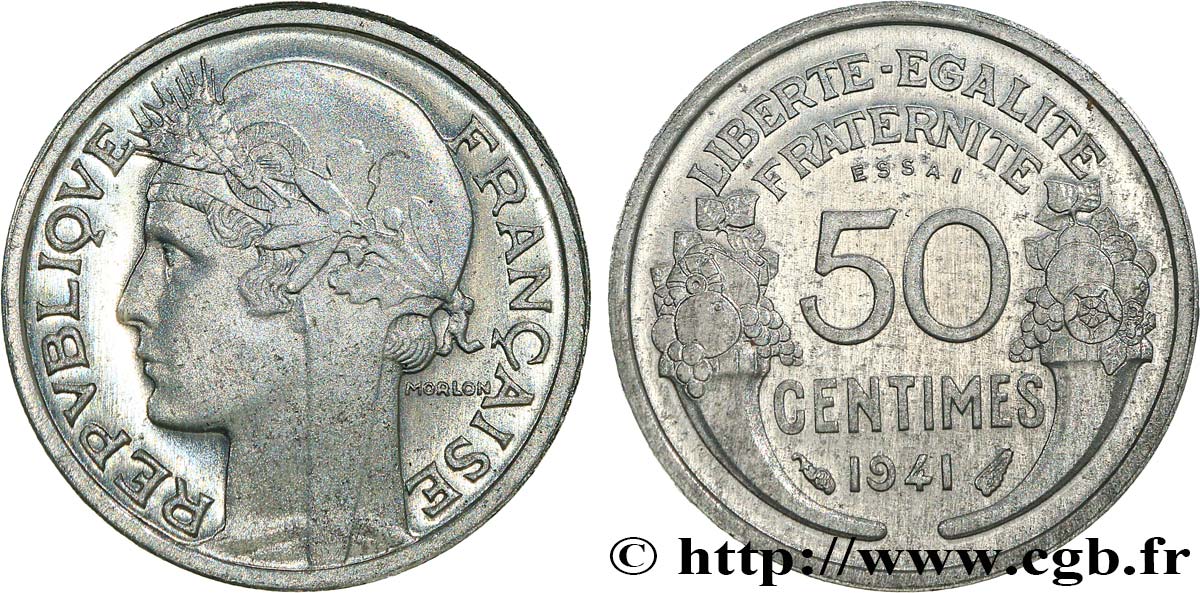 Essai de 50 centimes Morlon, lourde 1941 Paris F.193/1 MS65 