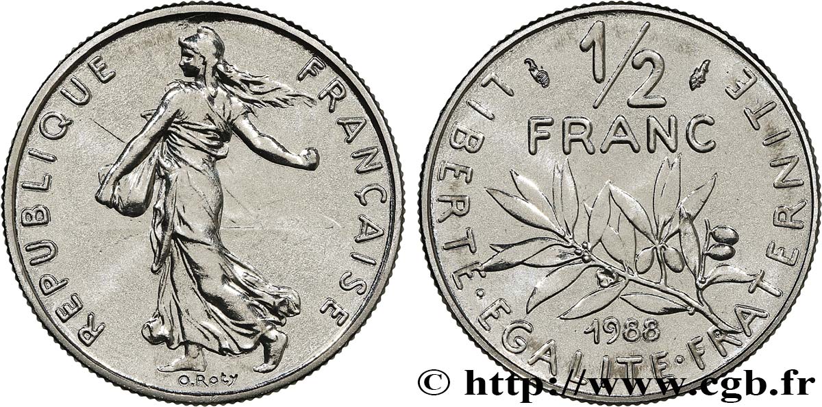 1/2 franc Semeuse 1988 Pessac F.198/27 FDC 