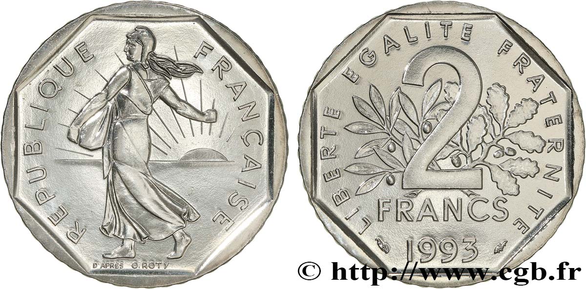 2 francs Semeuse, nickel, BU (Brillant Universel), frappe médaille 1993 Pessac F.272/20 ST 
