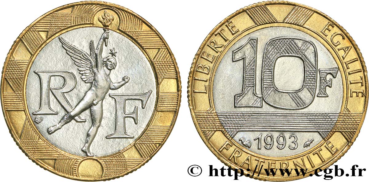 10 francs Génie de la Bastille, (BU) Brillant Universel, frappe médaille 1993 Pessac F.375/10 MS 