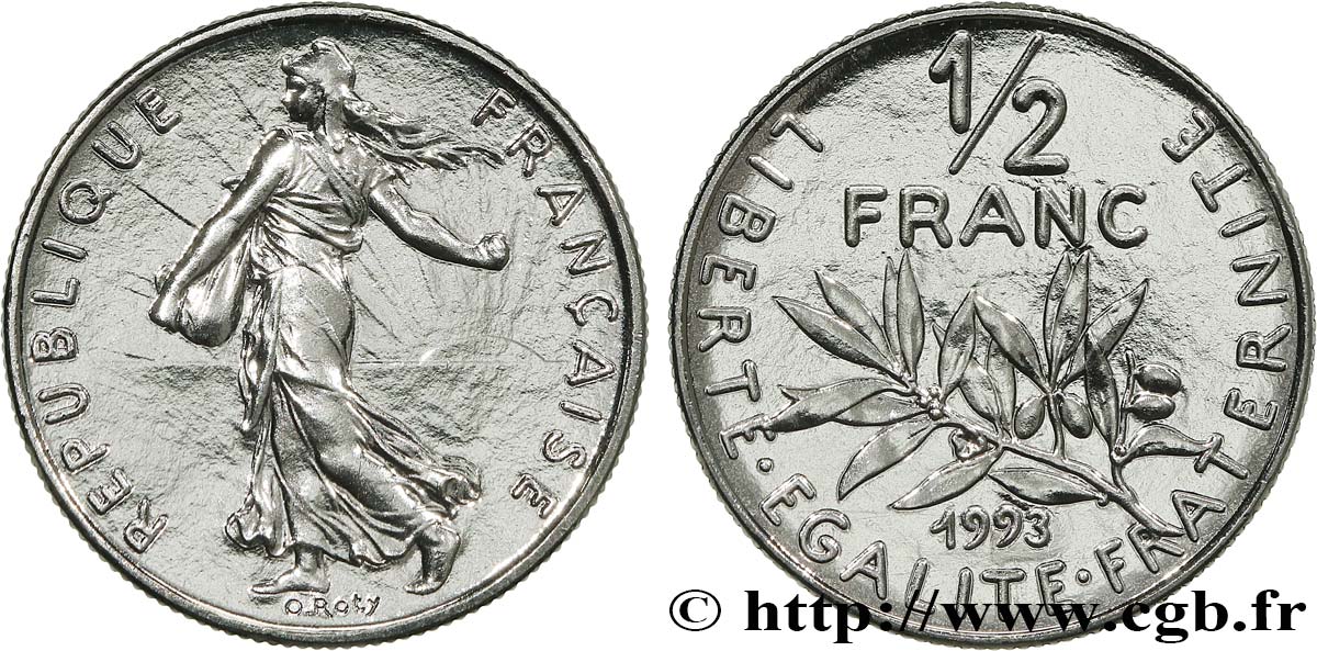 1/2 franc Semeuse, BU (Brillant Universel), frappe médaille 1993 Pessac F.198/35 MS 