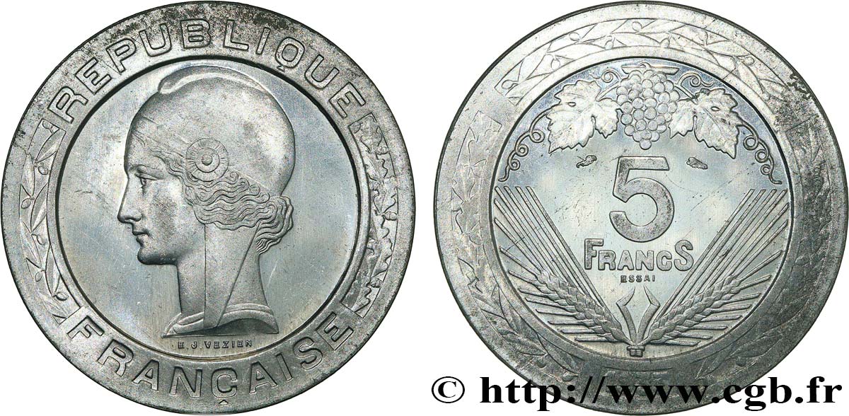 Concours de 5 francs, essai de Vézien en aluminium, poids léger 1933 Paris GEM.139 4 MS 