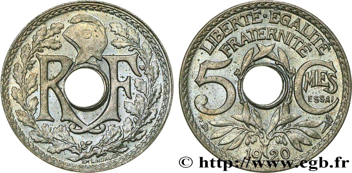 Essai de 5 centimes Lindauer, petit module 1920  F.122/1 SPL63 