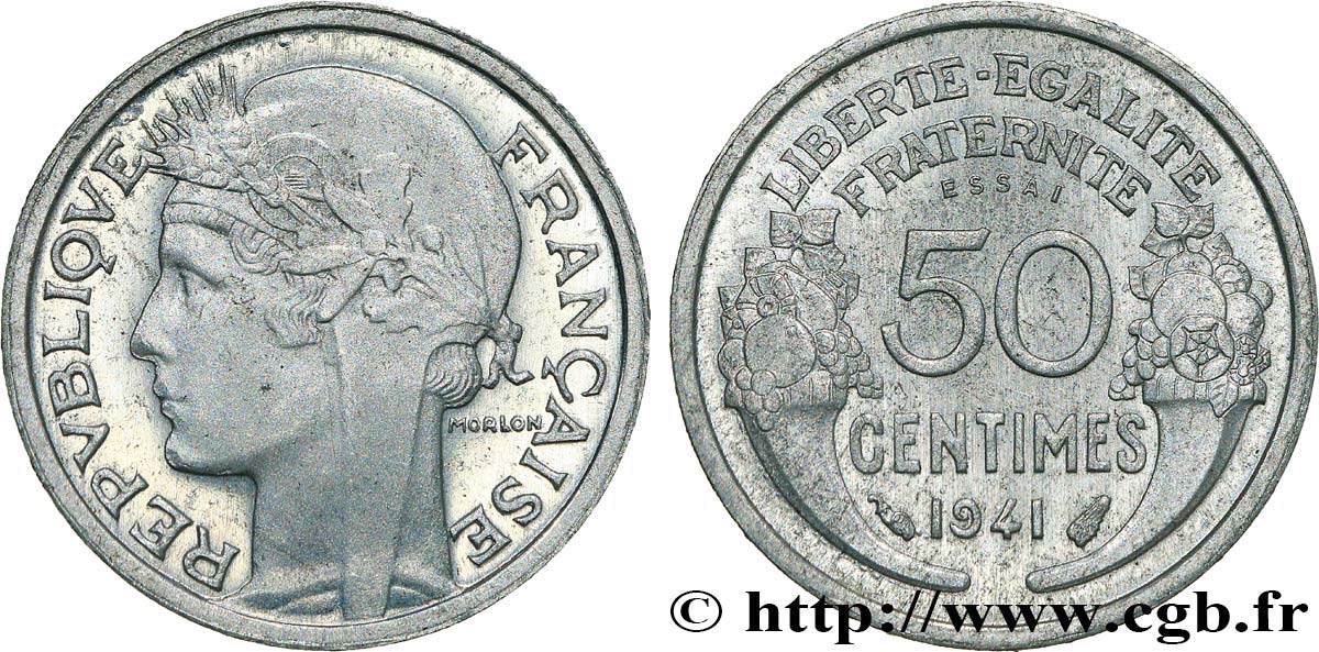 Essai de 50 centimes Morlon, lourde 1941 Paris F.193/1 VZ62 