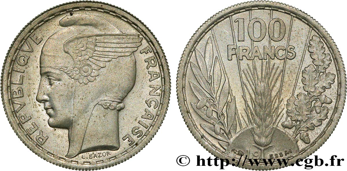 Essai de 100 Francs Bazor en cupro-nickel, poids moyen, 4,11 g n.d. Paris GEM.290 1 SC63 