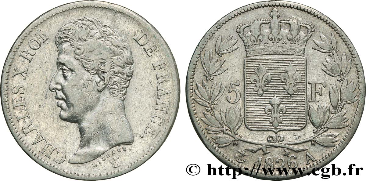 5 francs Charles X, 1er type 1826 Paris F.310/15 TB+ 