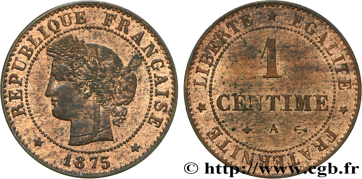 1 centime Cérès 1875 Paris F.104/4 SUP 