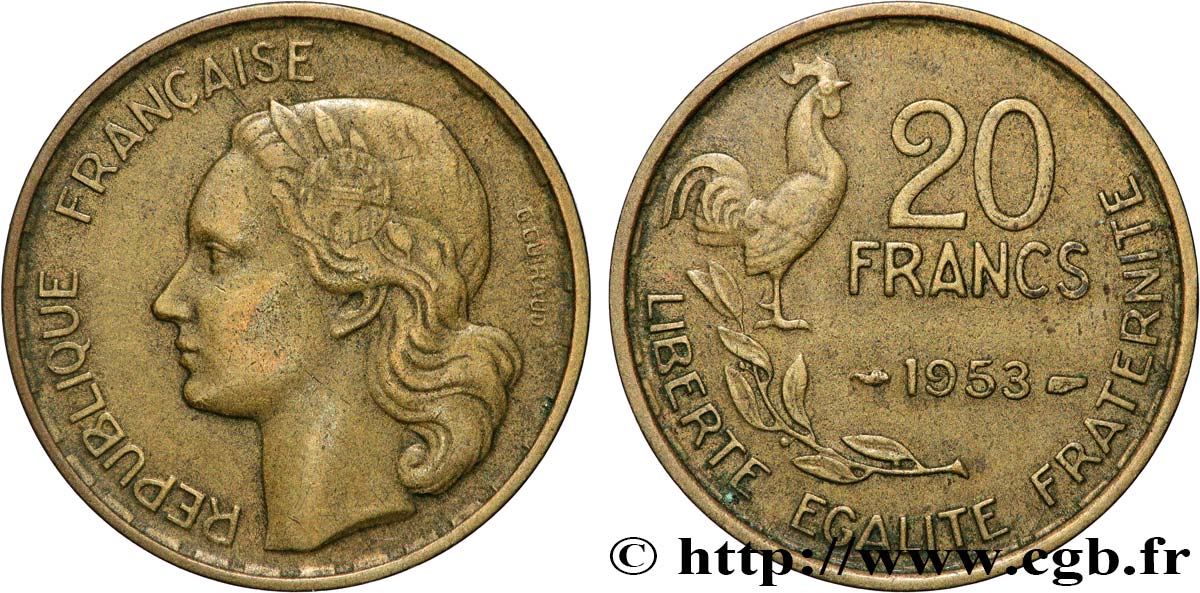 20 francs G. Guiraud 1953  F.402/11 VZ60 