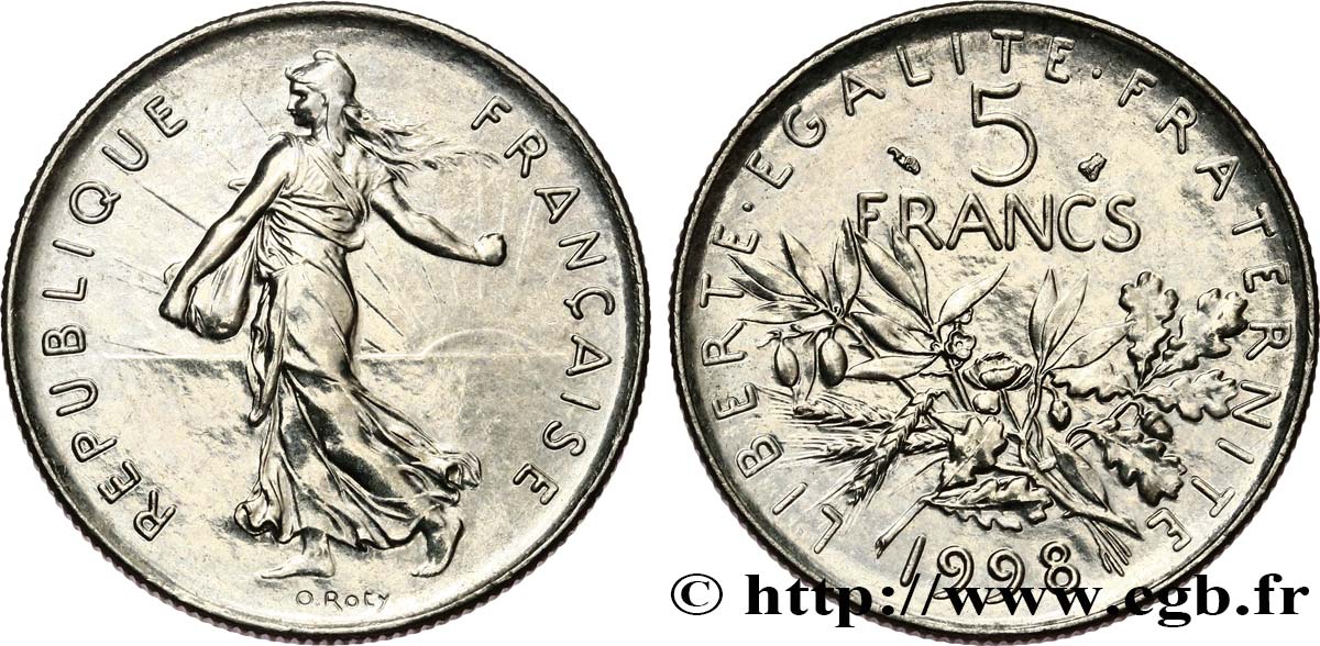 5 francs Semeuse, nickel, BU (Brillant Universel) 1998 Pessac F.341/34 FDC 