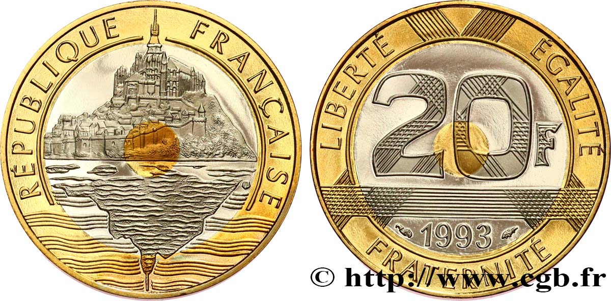 20 francs Mont Saint-Michel, Belle Épreuve 1993 Pessac F.403/7 var. FDC 
