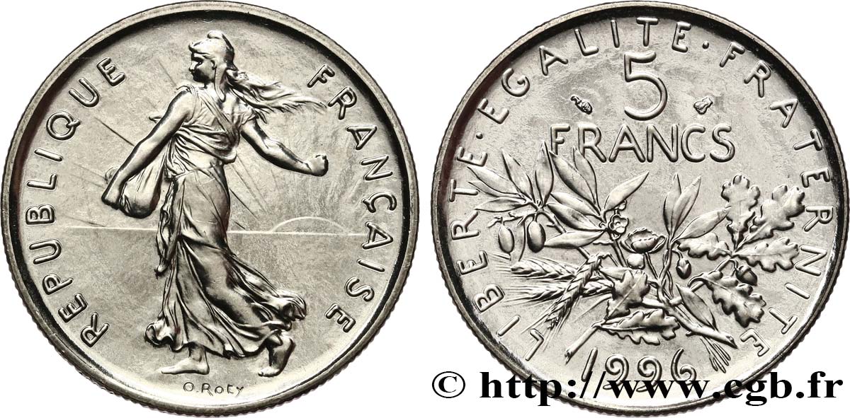 5 francs Semeuse, nickel, BU (Brillant Universel) 1996 Pessac F.341/32 ST 