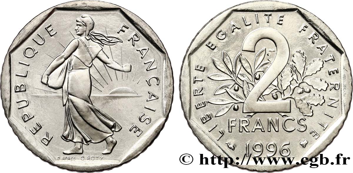 2 francs Semeuse, nickel, BU (Brillant Universel)  1996 Pessac F.272/24 FDC 