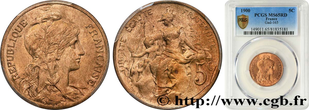 5 centimes Daniel-Dupuis 1900  F.119/9 MS65 PCGS