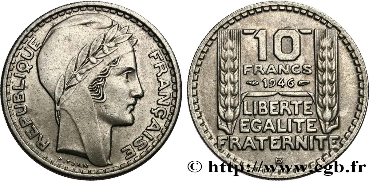 10 francs Turin, grosse tête, rameaux longs 1946 Beaumont-Le-Roger F.361/4 EBC58 