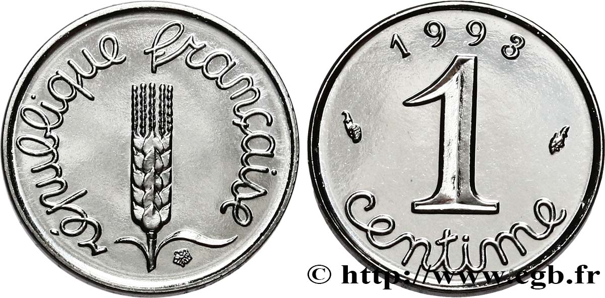 1 centime Épi, BU (Brillant Universel), frappe médaille 1993 Pessac F.106/53 SPL64 