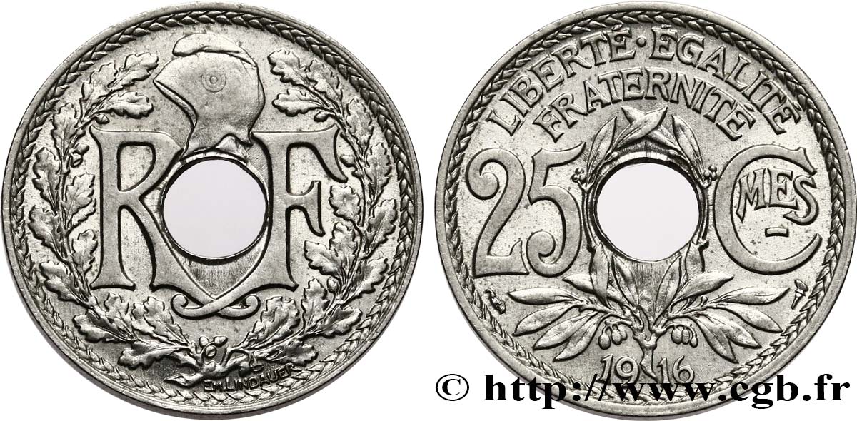 25 centimes Lindauer, Cmes souligné 1916 Paris F.170/4 AU55 