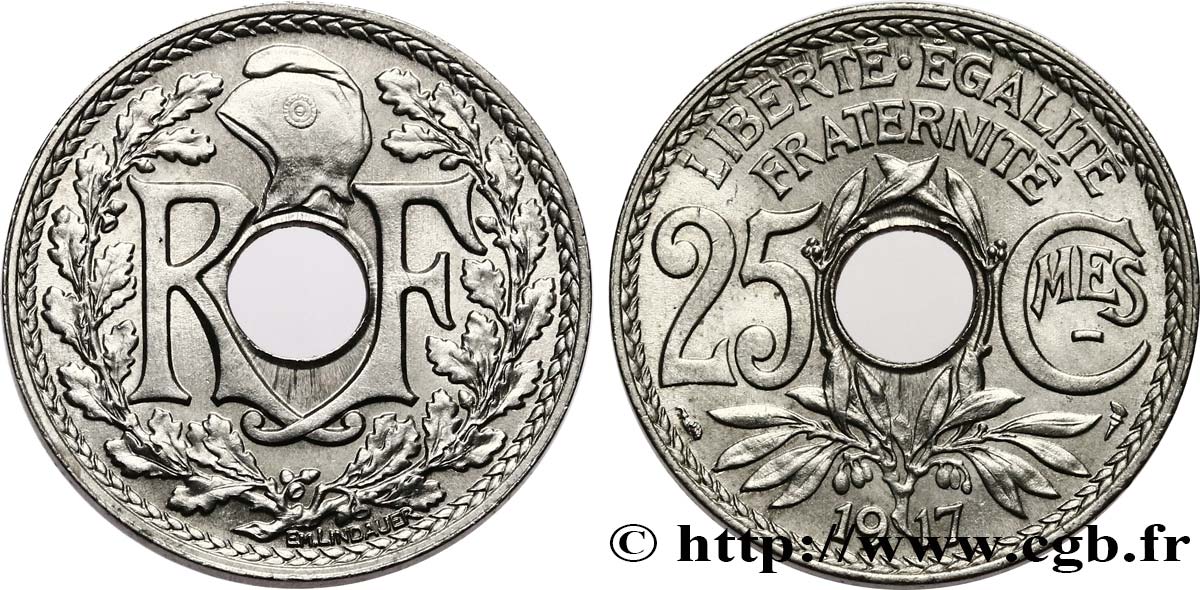 25 centimes Lindauer, Cmes souligné 1917  F.170/5 SUP60 