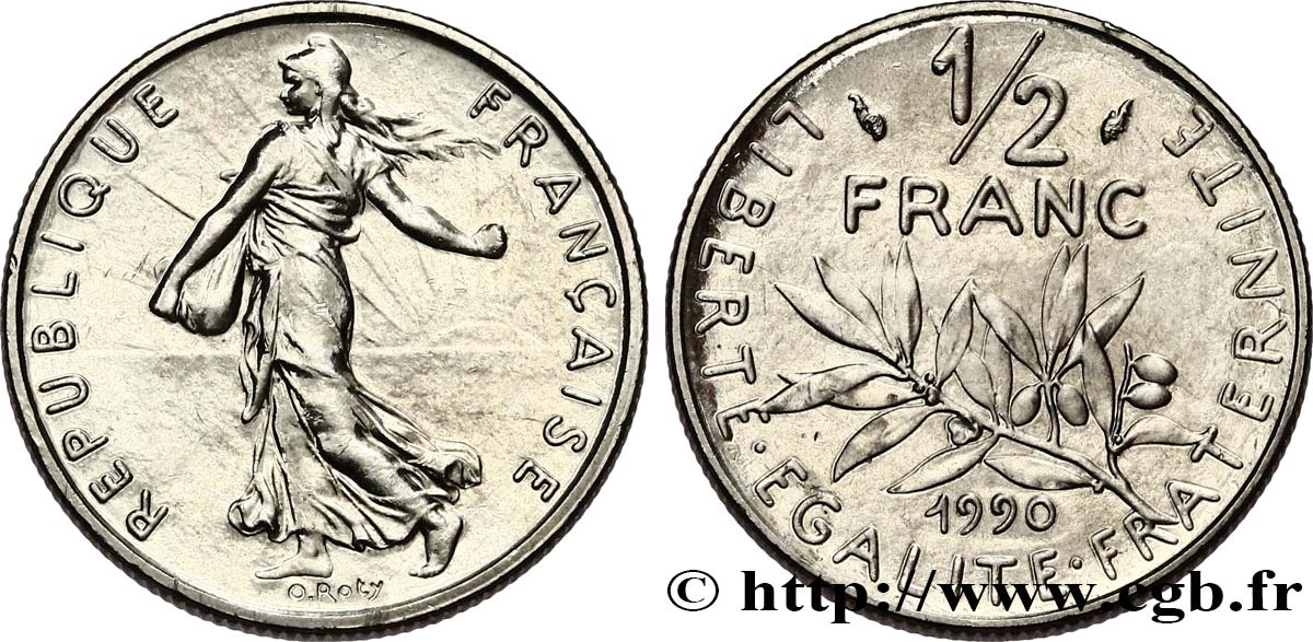 1/2 franc Semeuse 1990 Pessac F.198/29 SPL 