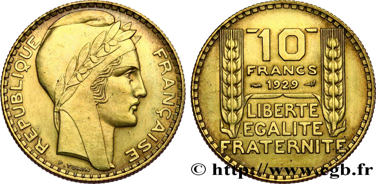 Concours de 10 francs, essai de Turin en bronze-aluminium 1929 Paris GEM.169 3 SUP60 