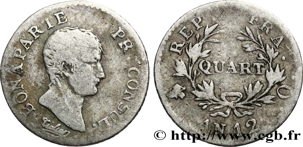 Quart (de franc) Bonaparte Premier Consul 1804 Perpignan F.157/8 B10 