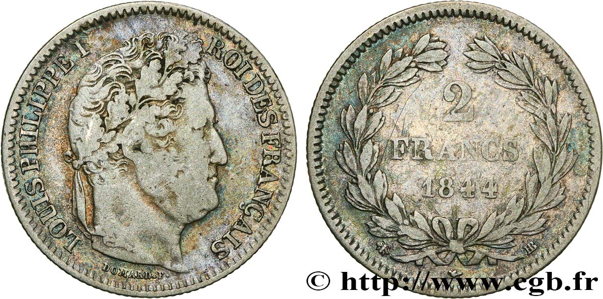 2 francs Louis-Philippe 1844 Strasbourg F.260/99 VF20 