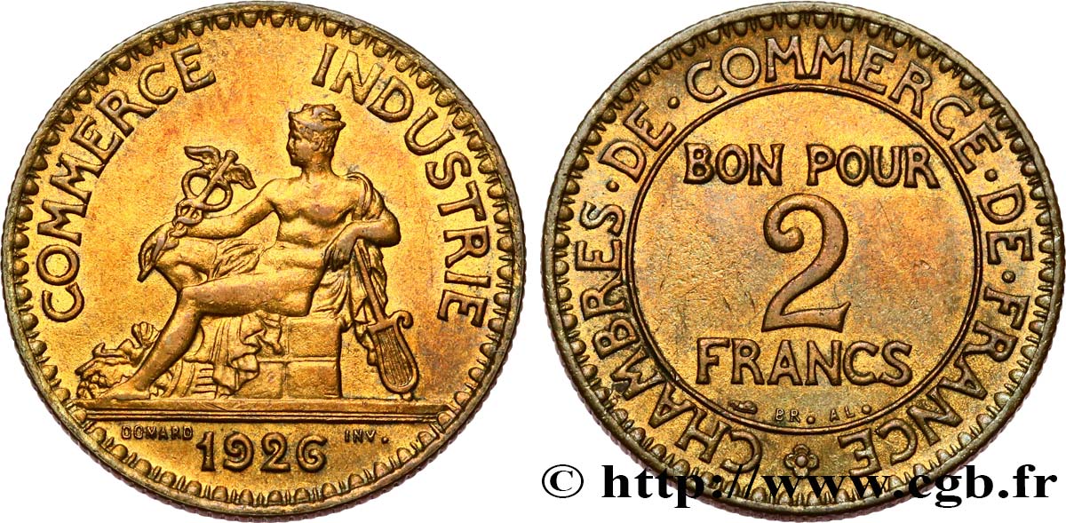 2 francs Chambres de Commerce 1926  F.267/8 TTB+ 