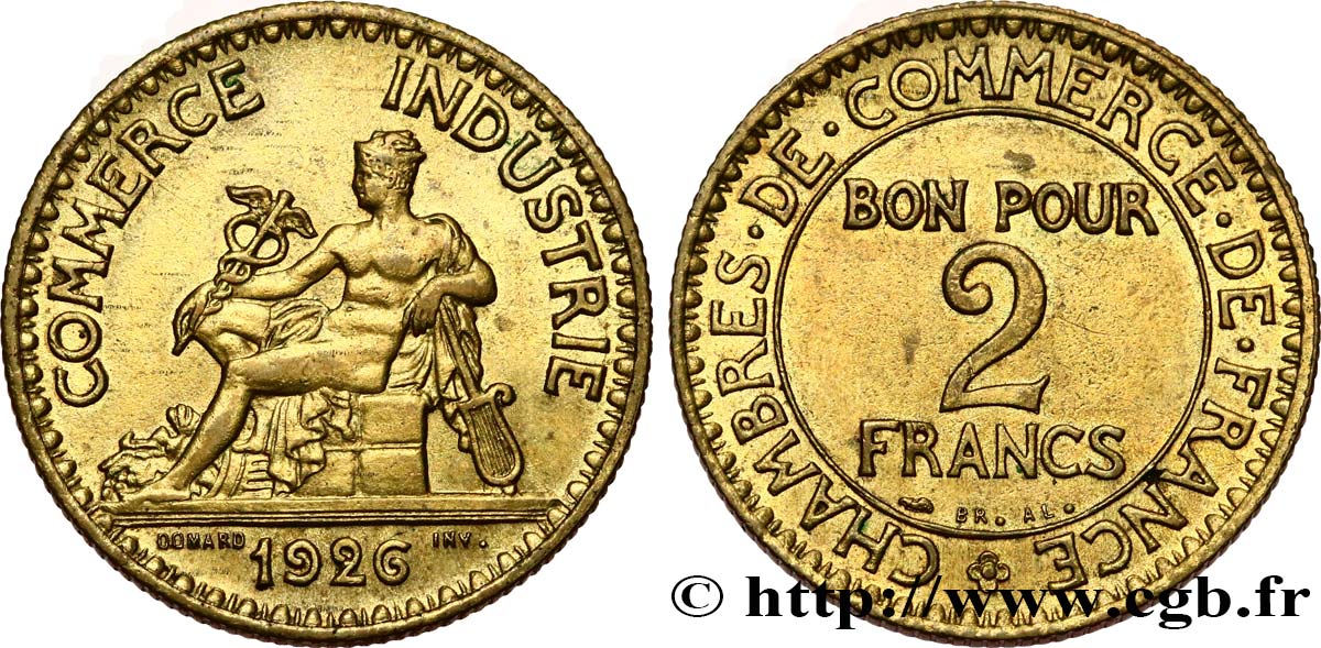 2 francs Chambres de Commerce 1926  F.267/8 fVZ 