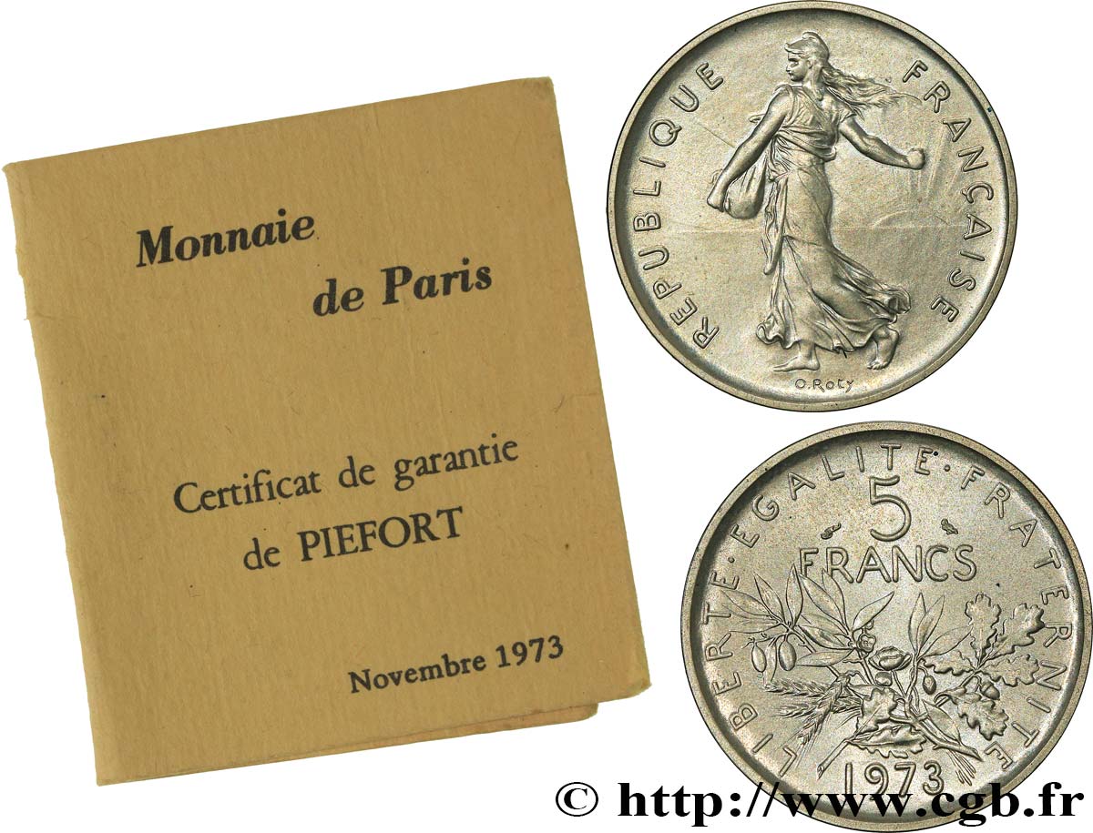 Piéfort argent de 5 francs Semeuse 1973 Pessac GEM.154 P2 FDC65 