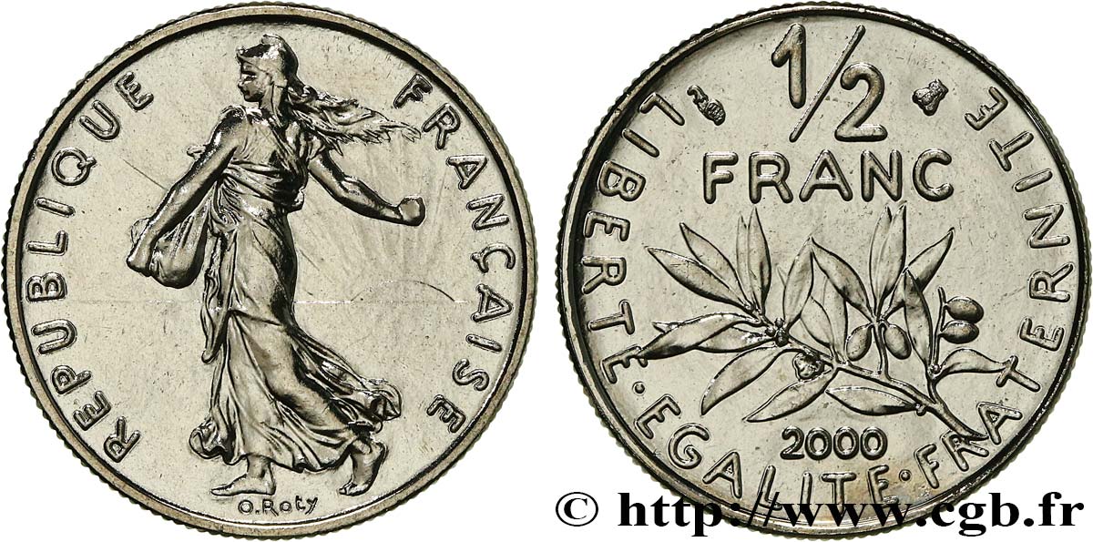 1/2 franc Semeuse, Brillant Universel 2000 Pessac F.198/43 FDC 