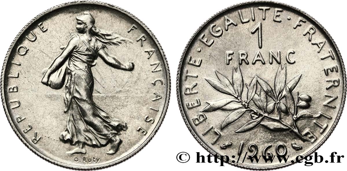 1 franc Semeuse, nickel 1960 Paris F.226/4 SUP55 