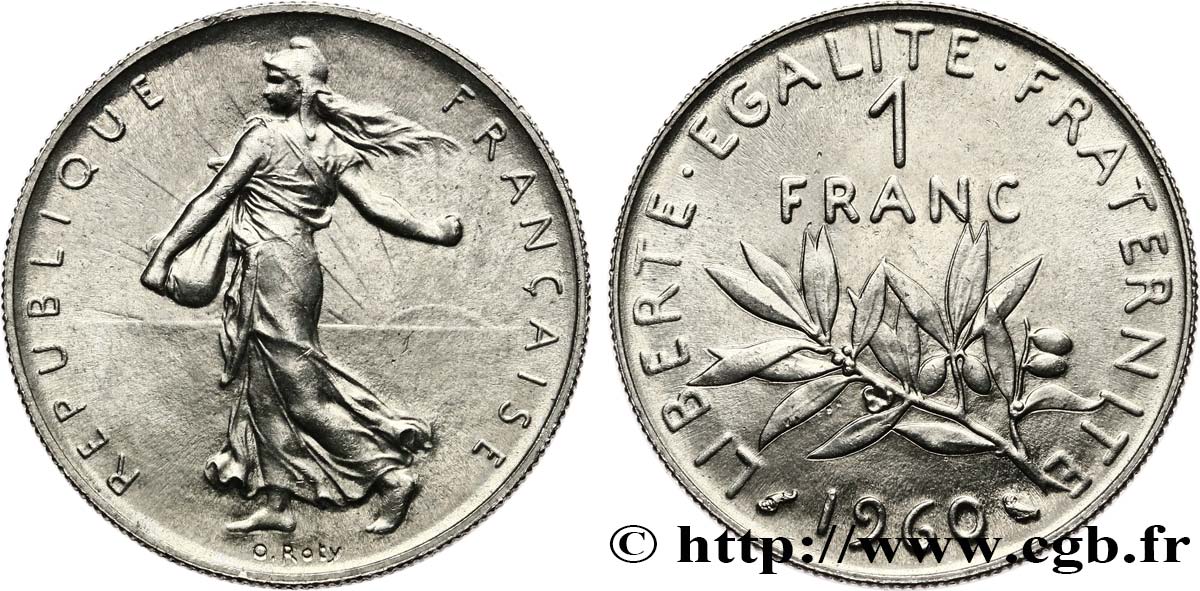 1 franc Semeuse, nickel 1960 Paris F.226/4 MS60 