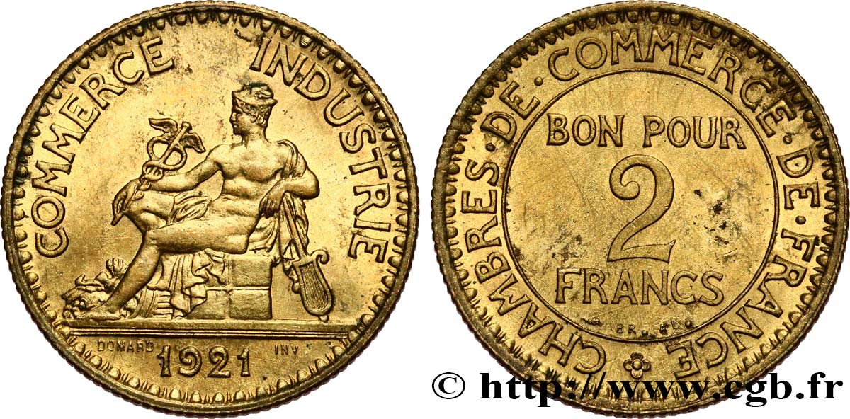 2 francs Chambres de Commerce 1921  F.267/3 AU 
