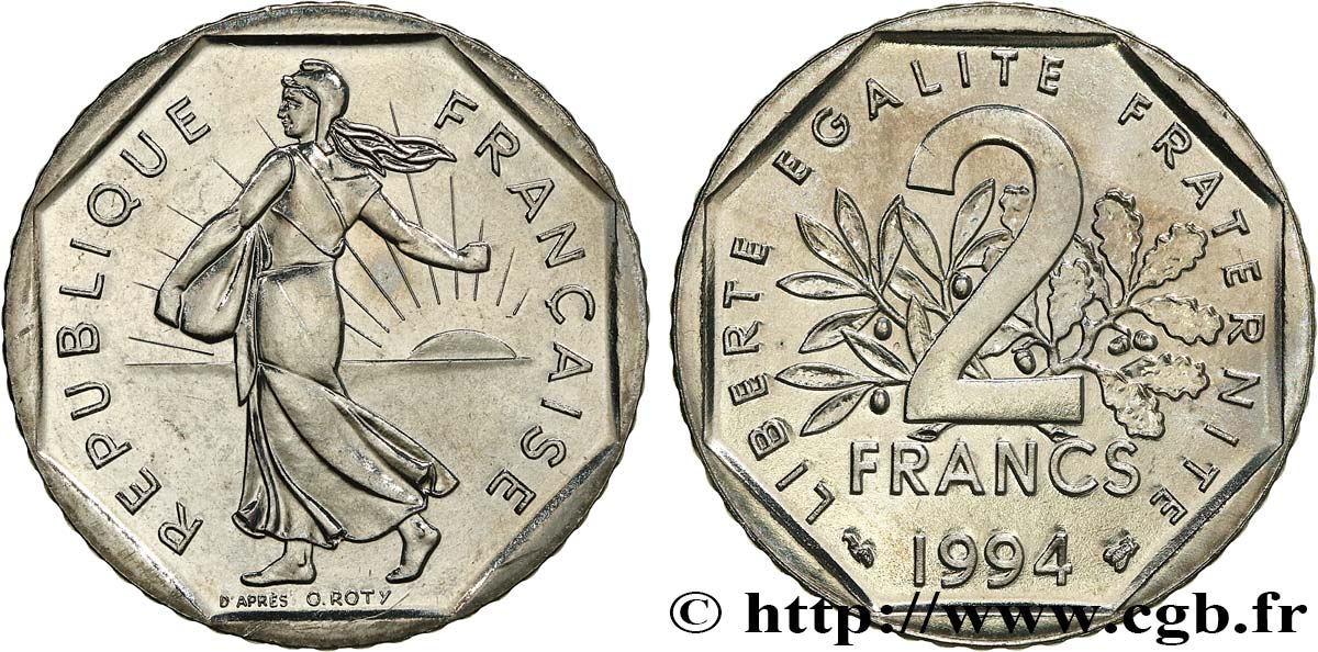 2 francs Semeuse, nickel, Brillant Universel 1994 Pessac F.272/22 MS 
