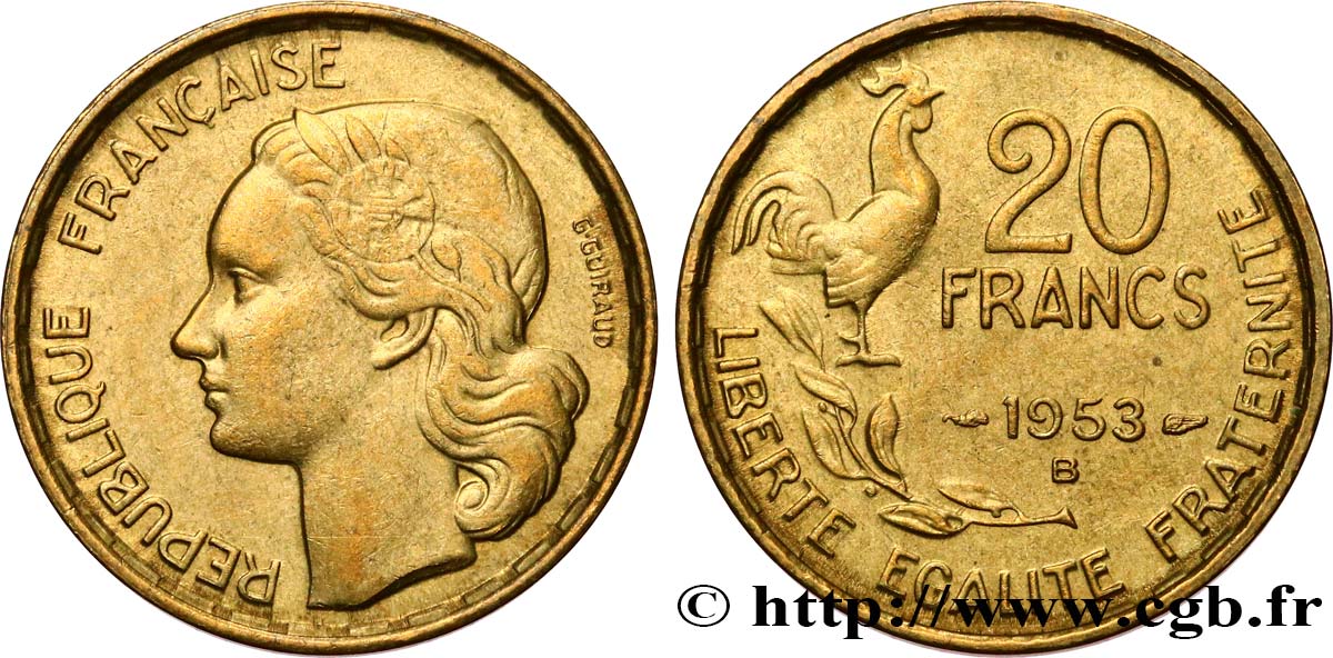 20 francs G. Guiraud 1953 Beaumont-Le-Roger F.402/12 TTB45 