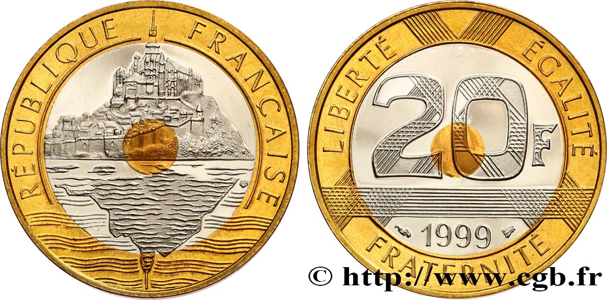 20 francs Mont Saint-Michel, BE (Belle Épreuve) 1999 Pessac F.403/15 var. FDC 