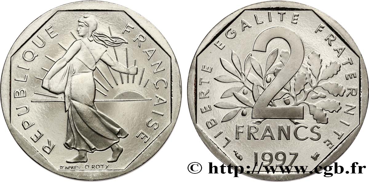 2 francs Semeuse, nickel, BE (Belle Épreuve) 1997 Pessac F.272/25 var. ST 