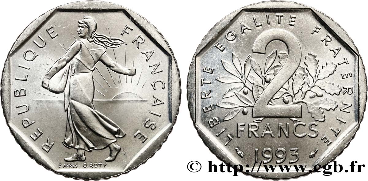 2 francs Semeuse, nickel 1993 Pessac F.272/19 MS63 