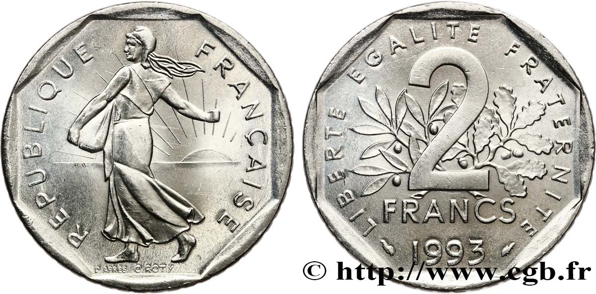 2 francs Semeuse, nickel 1993 Pessac F.272/19 SUP62 