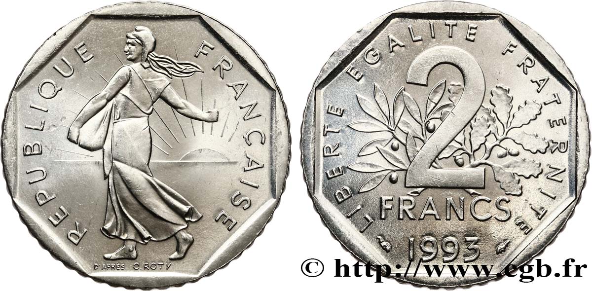 2 francs Semeuse, nickel 1993 Pessac F.272/19 MS63 