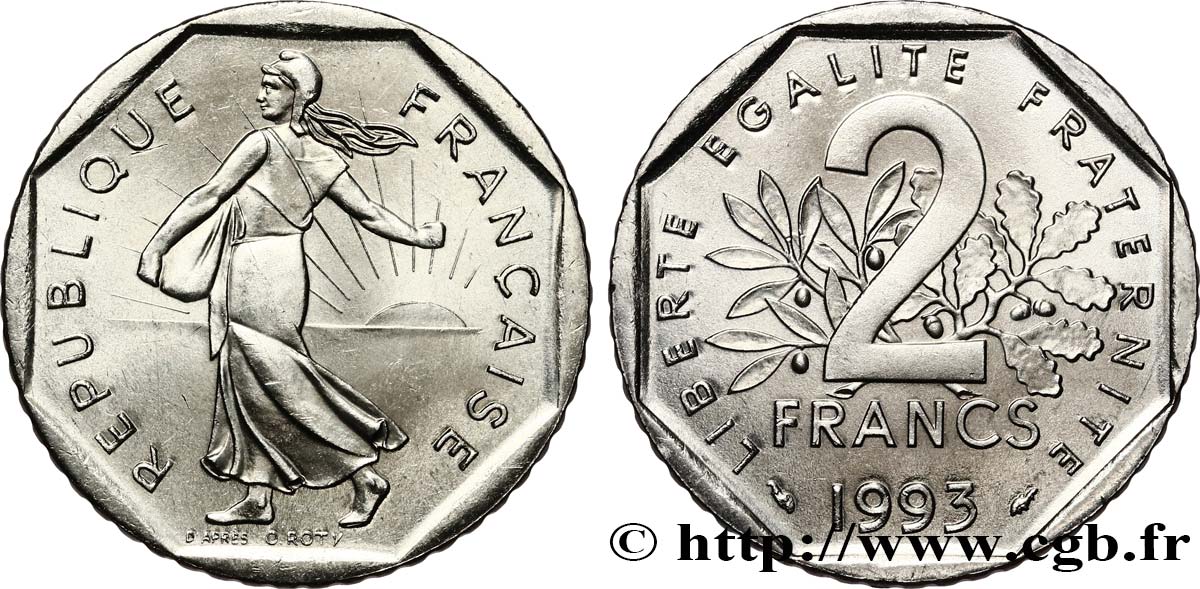 2 francs Semeuse, nickel 1993 Pessac F.272/19 MS63 