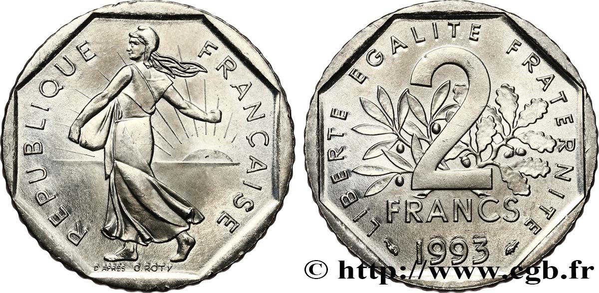 2 francs Semeuse, nickel 1993 Pessac F.272/19 SPL63 