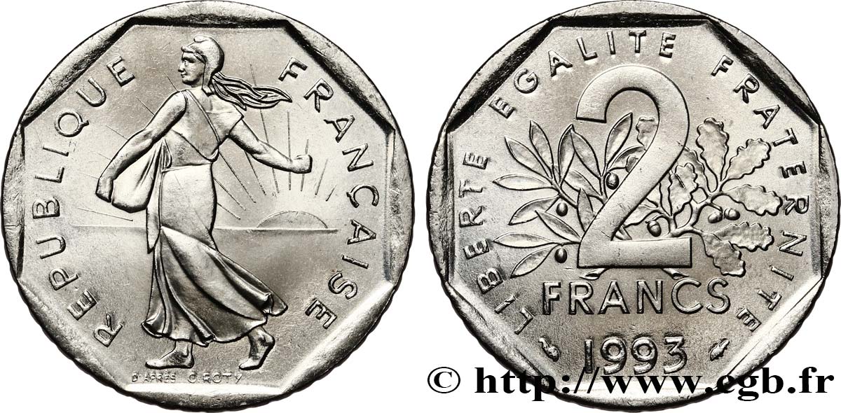 2 francs Semeuse, nickel 1993 Pessac F.272/19 SPL63 