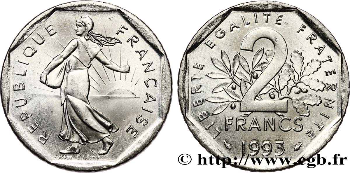 2 francs Semeuse, nickel 1993 Pessac F.272/19 MS62 