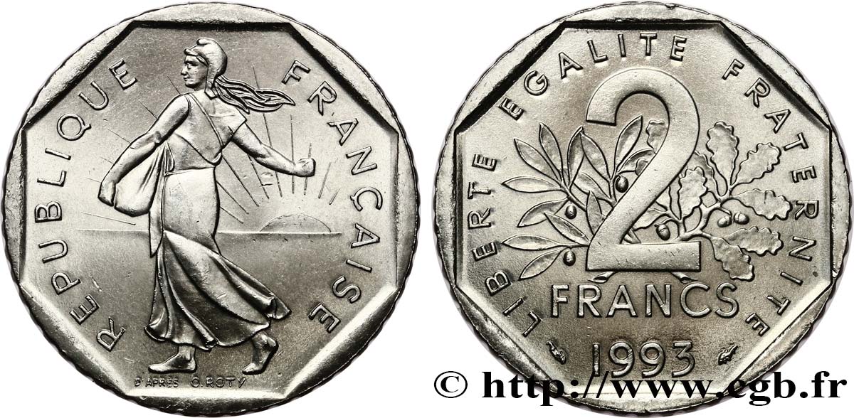2 francs Semeuse, nickel 1993 Pessac F.272/19 SUP62 